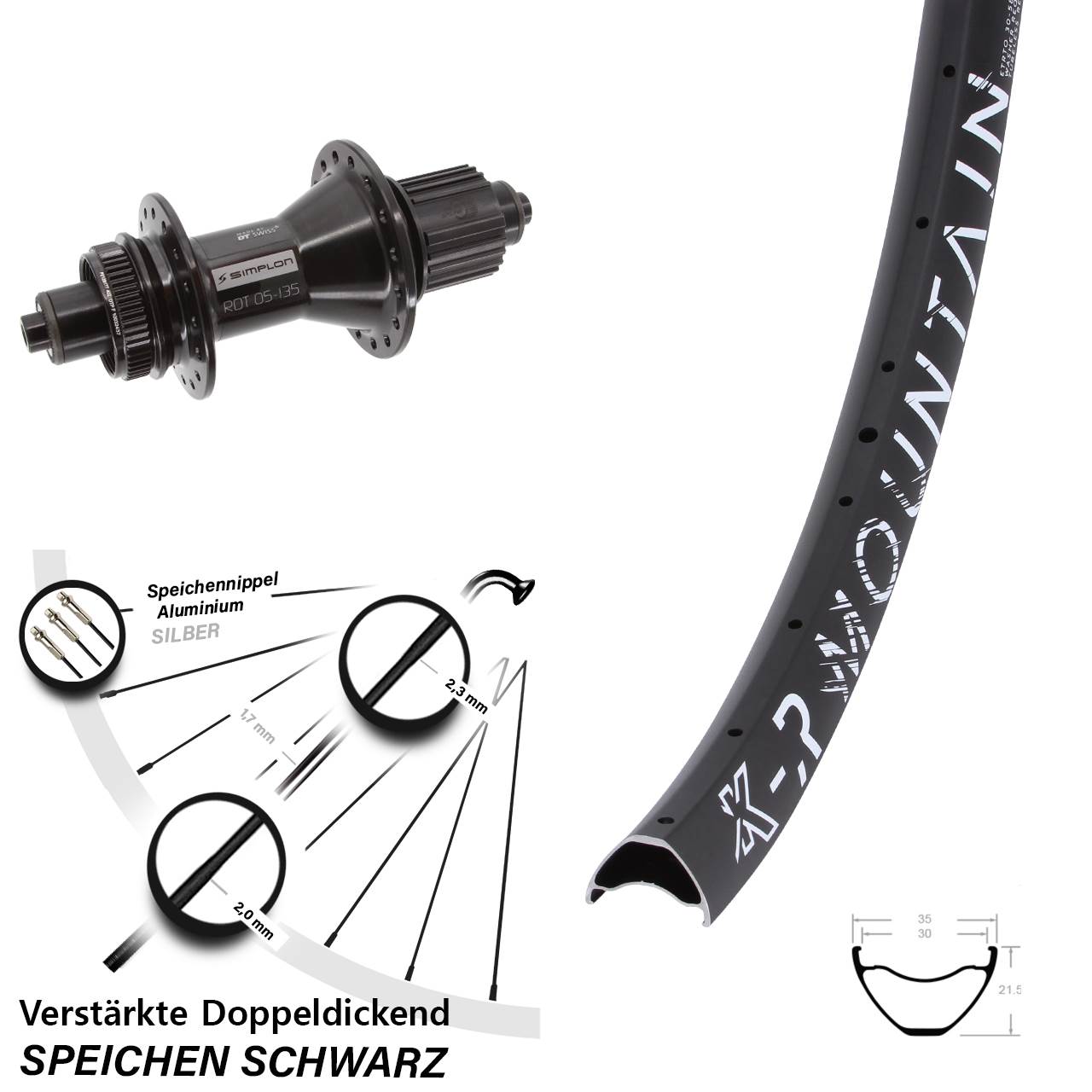 Centerlock Hinterrad 29 Zoll KX-R Mountain DT Swiss 370 Hybrid Shimano Micro Spline QR