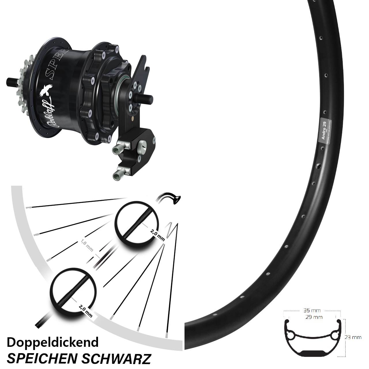 Rohloff Speedhub 500/14 TS DB OEM2 mit Ryde Andra 29 Zoll Hinterrad