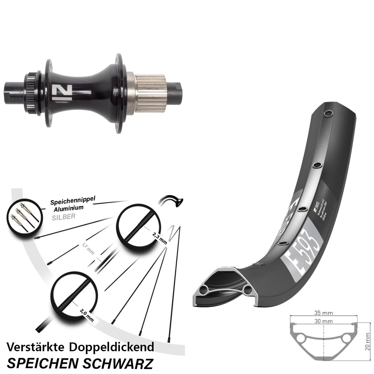 Disc Hinterrad 12x148 27,5 Zoll DT Swiss E593 Novatec D462 Micro Spline