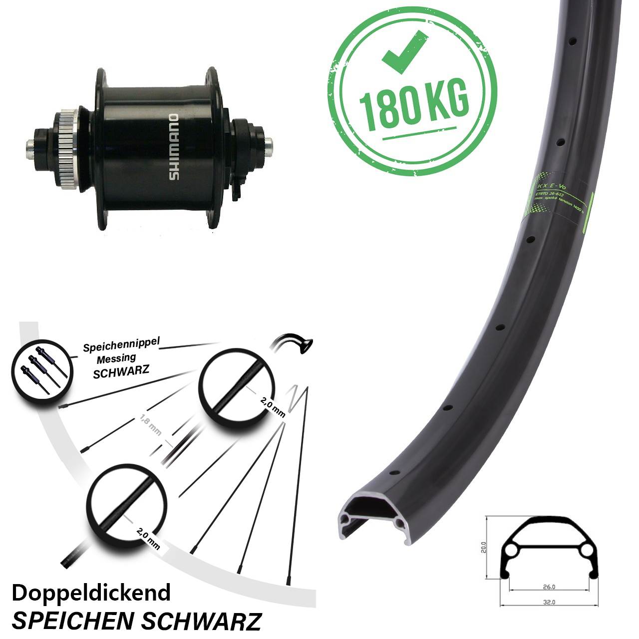 28-29 Zoll KX Evo Shimano DH-UR700 Vorderrad Centerlock