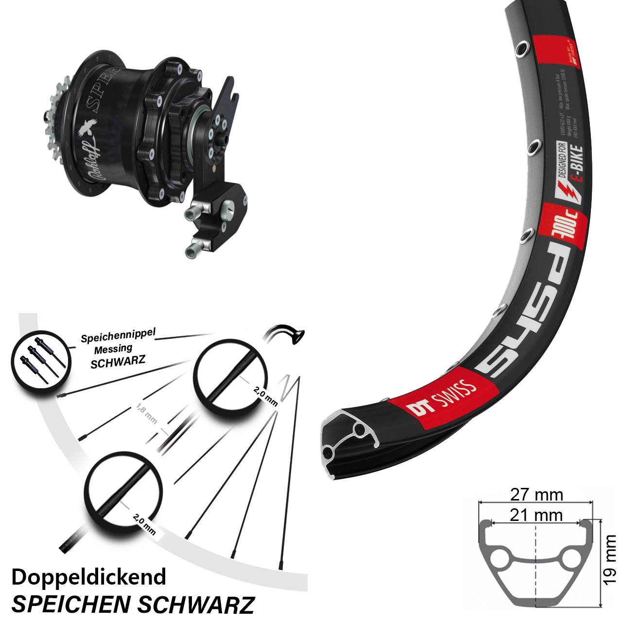 26 Zoll DT Swiss 545 Rohloff CC DB OEM2 Tandem schwarz
