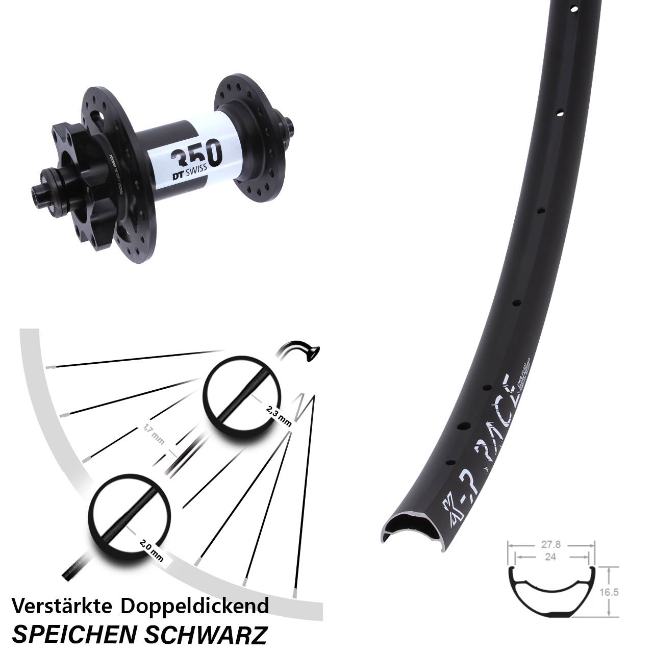 Disc Vorderrad QR KX-R Race DT Swiss 350