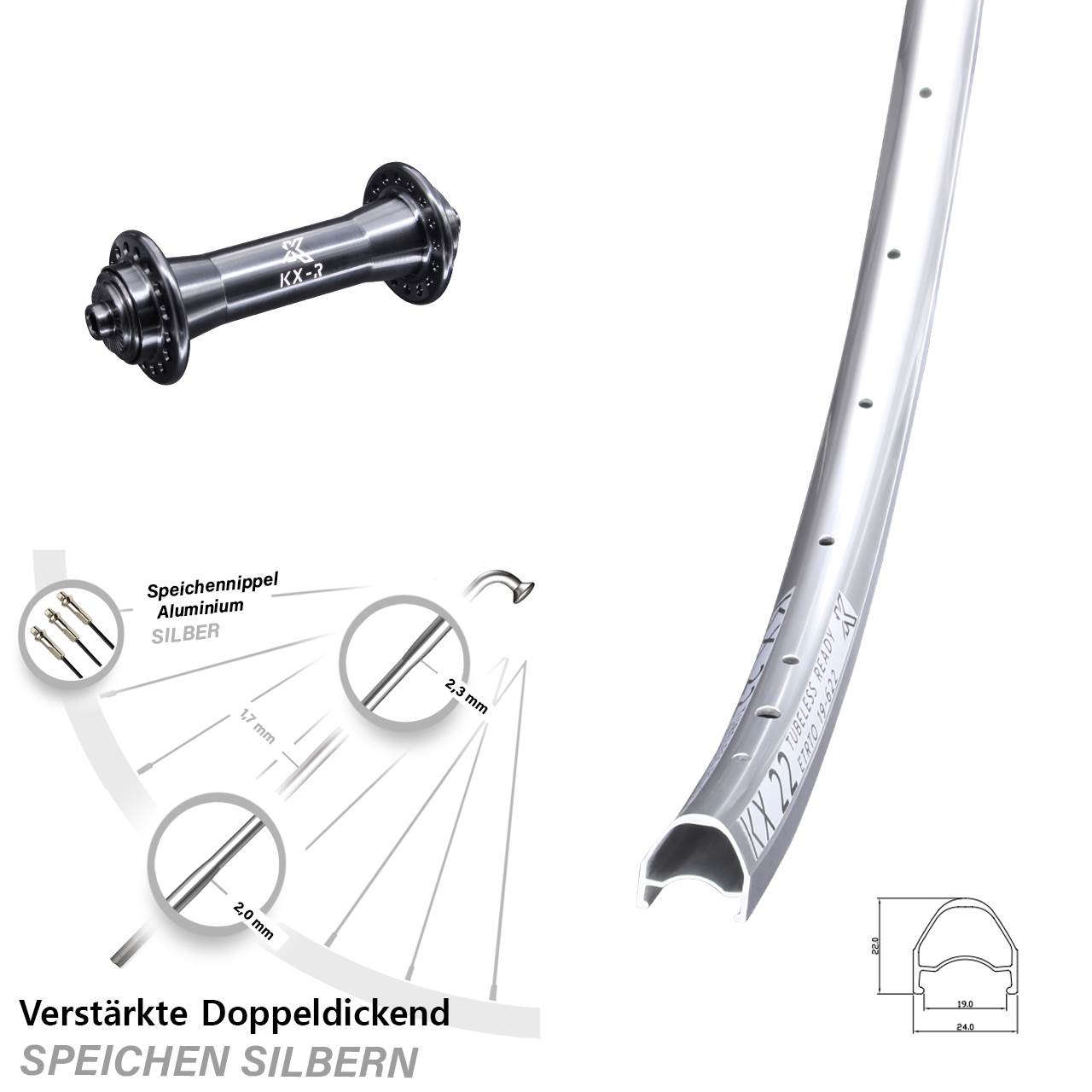 Vorderrad QR 28 Zoll KX-R 22