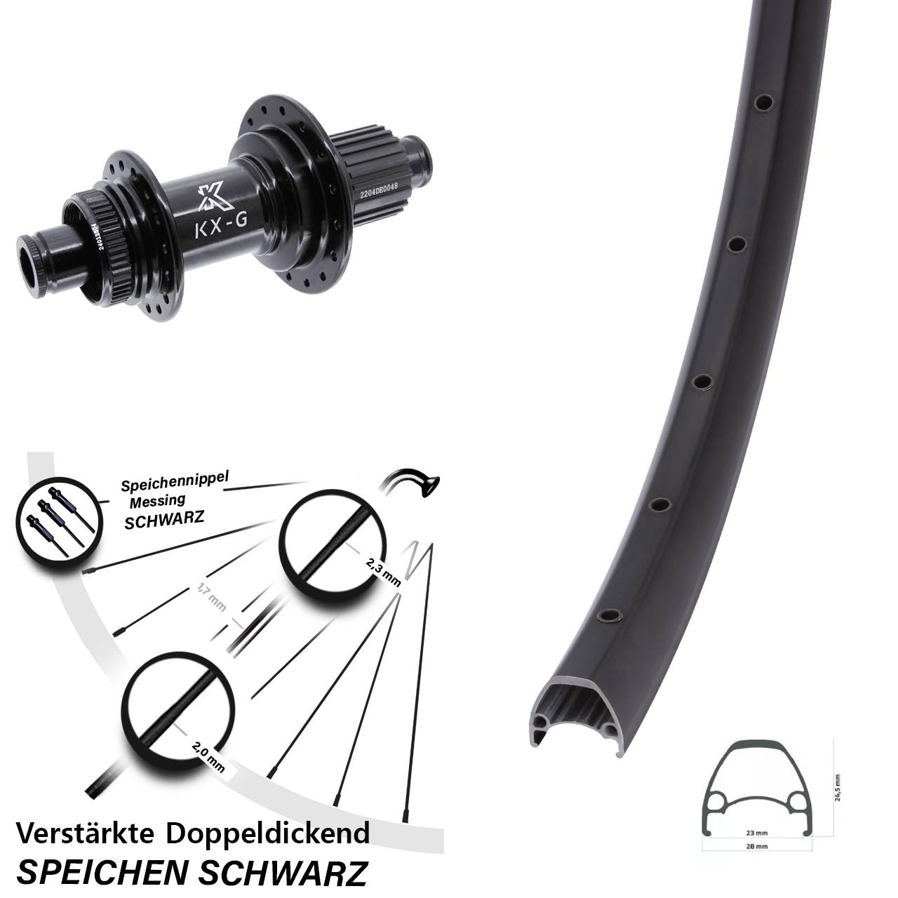 28-29 Zoll Ambrosio Sport KX-GS verstärkt Disc Hinterrad 12x142 Shimano Micro Spline