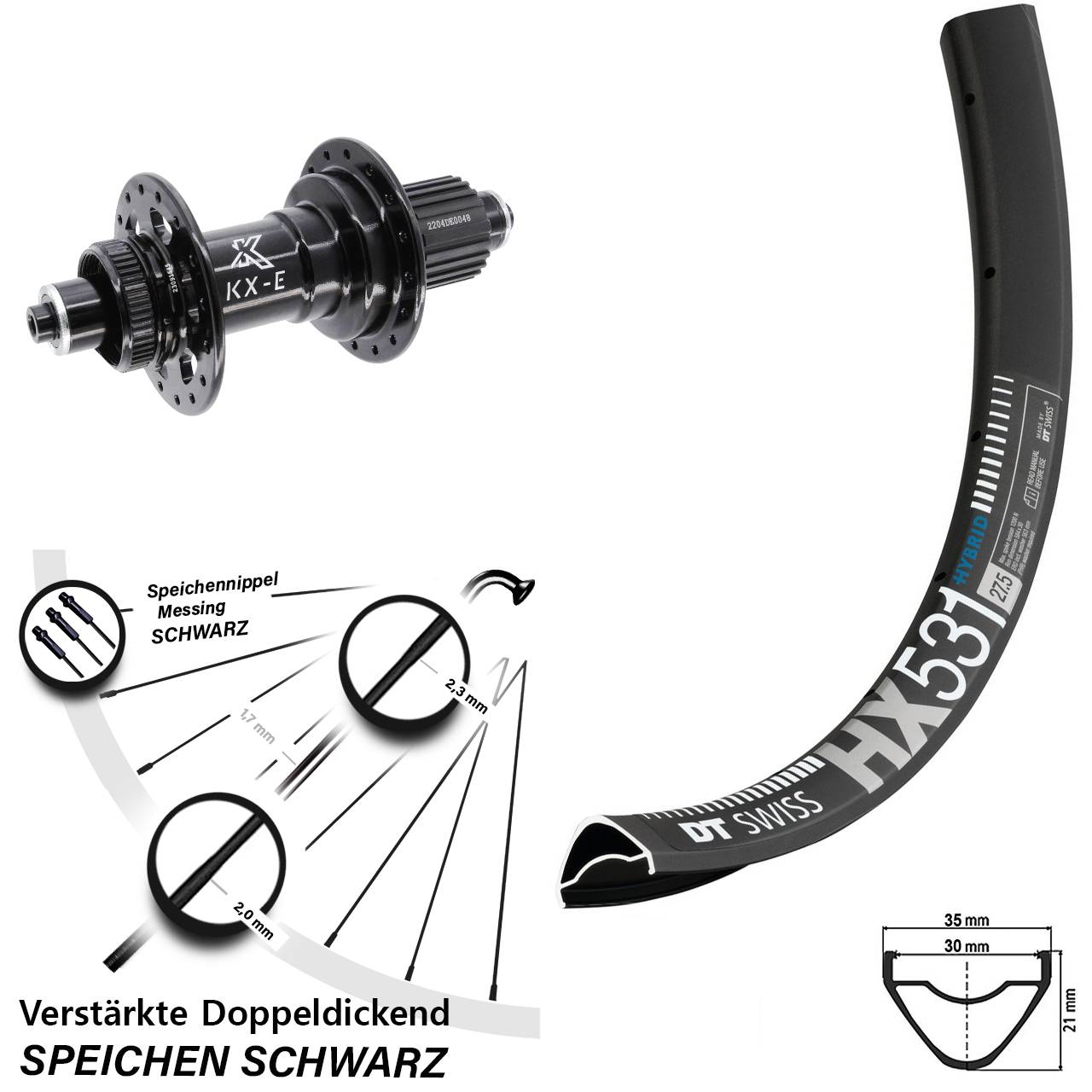 Disc Hinterrad für Schnellspanner 29 Zoll DT Swiss HX531 KX-E Shimano Micro Spline