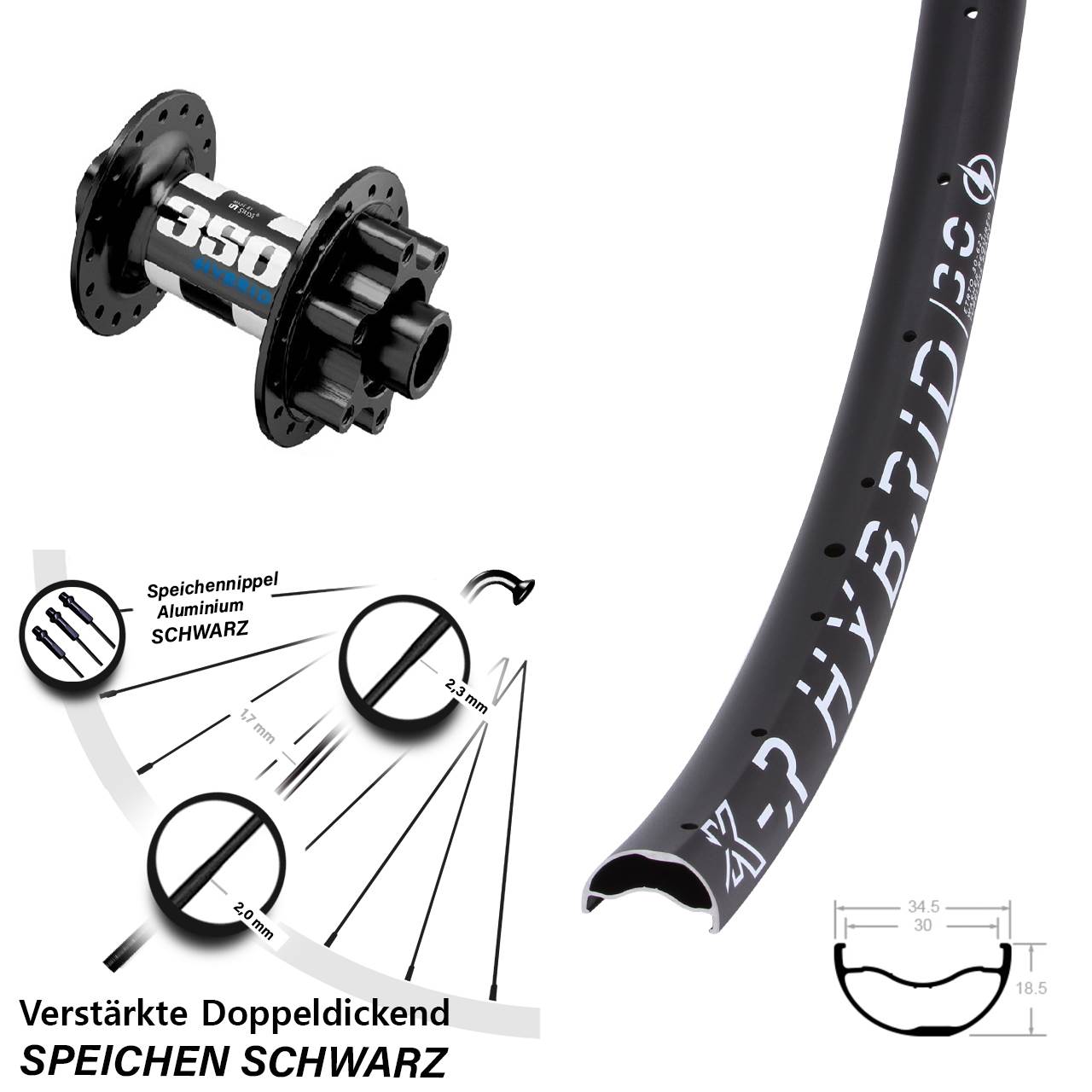 DT Swiss 350 Boost KX-R 30 Hybrid Vorderrad