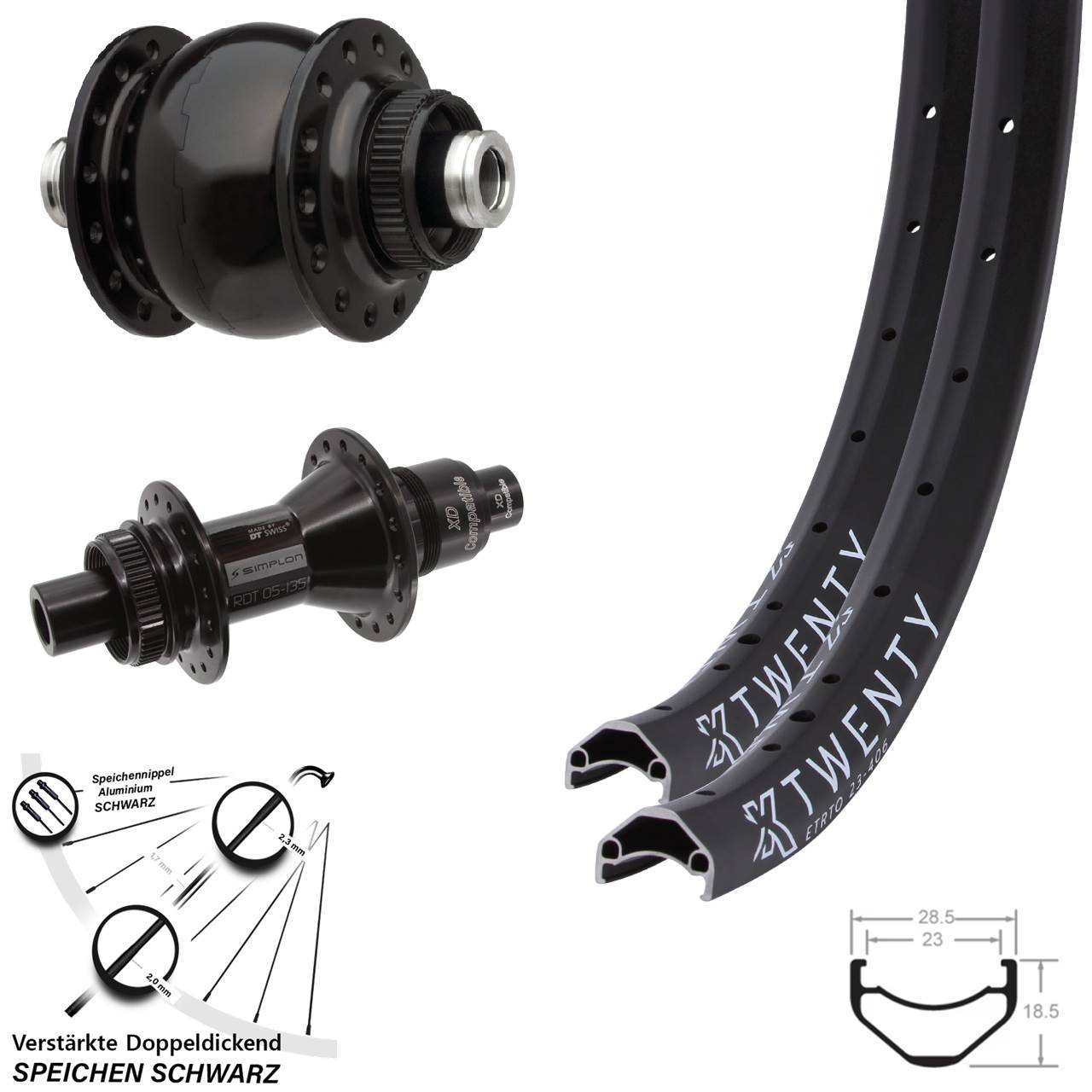KX Twenty DT Swiss 370 SON 28 20 Zoll Centerlock Laufradsatz 12x100/142 SRAM XD