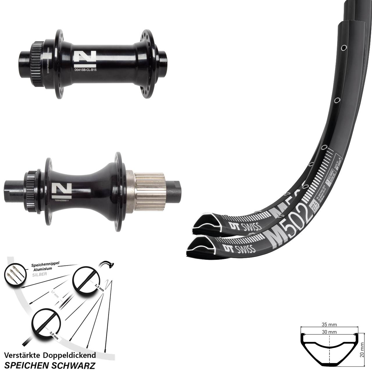Laufradsatz Disc 29 Zoll DT Swiss M502 Novatec D041 D462SB Micro Spline Boost