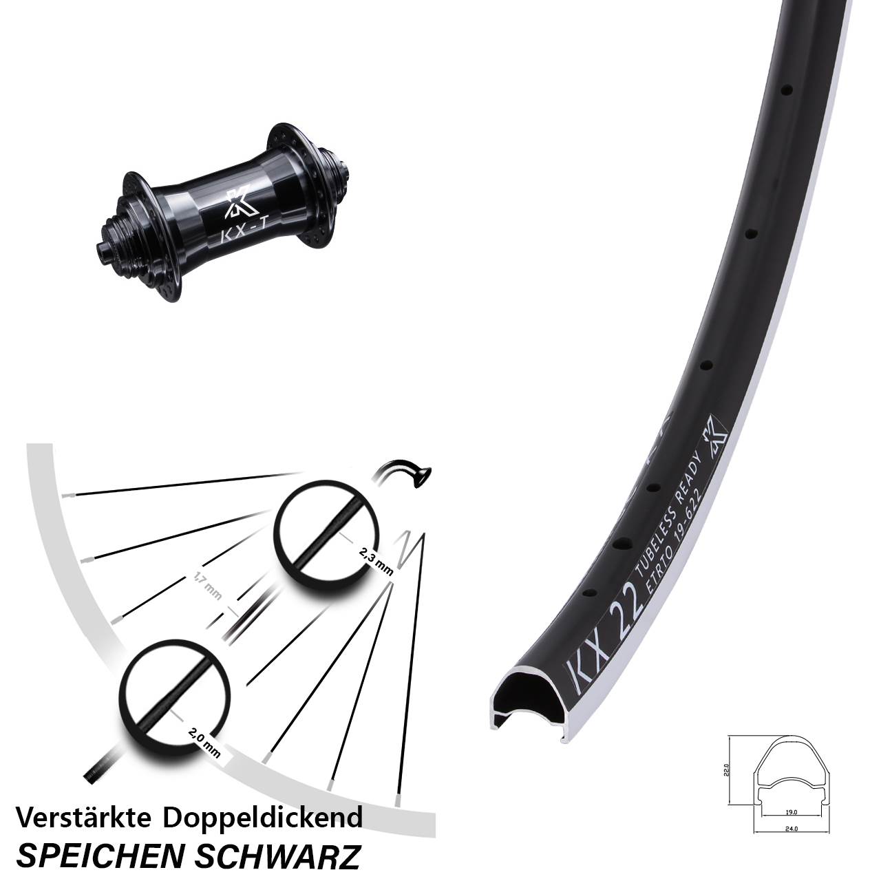 Vorderrad für Schnellspanner 28 Zoll KX-T22