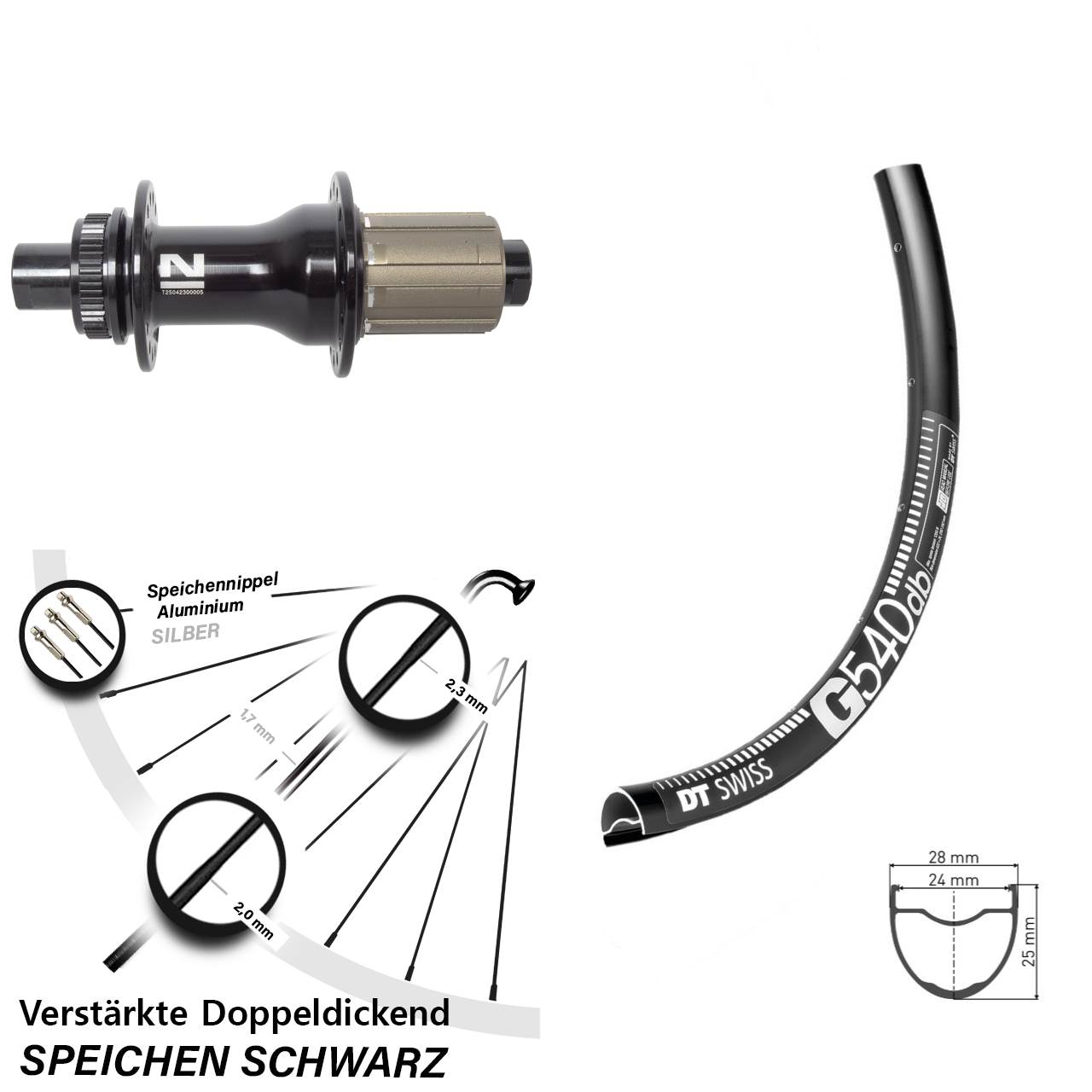 Disc Hinterrad 12x142 28-29 Zoll DT Swiss G540 Novatec D792SB 8-12 fach