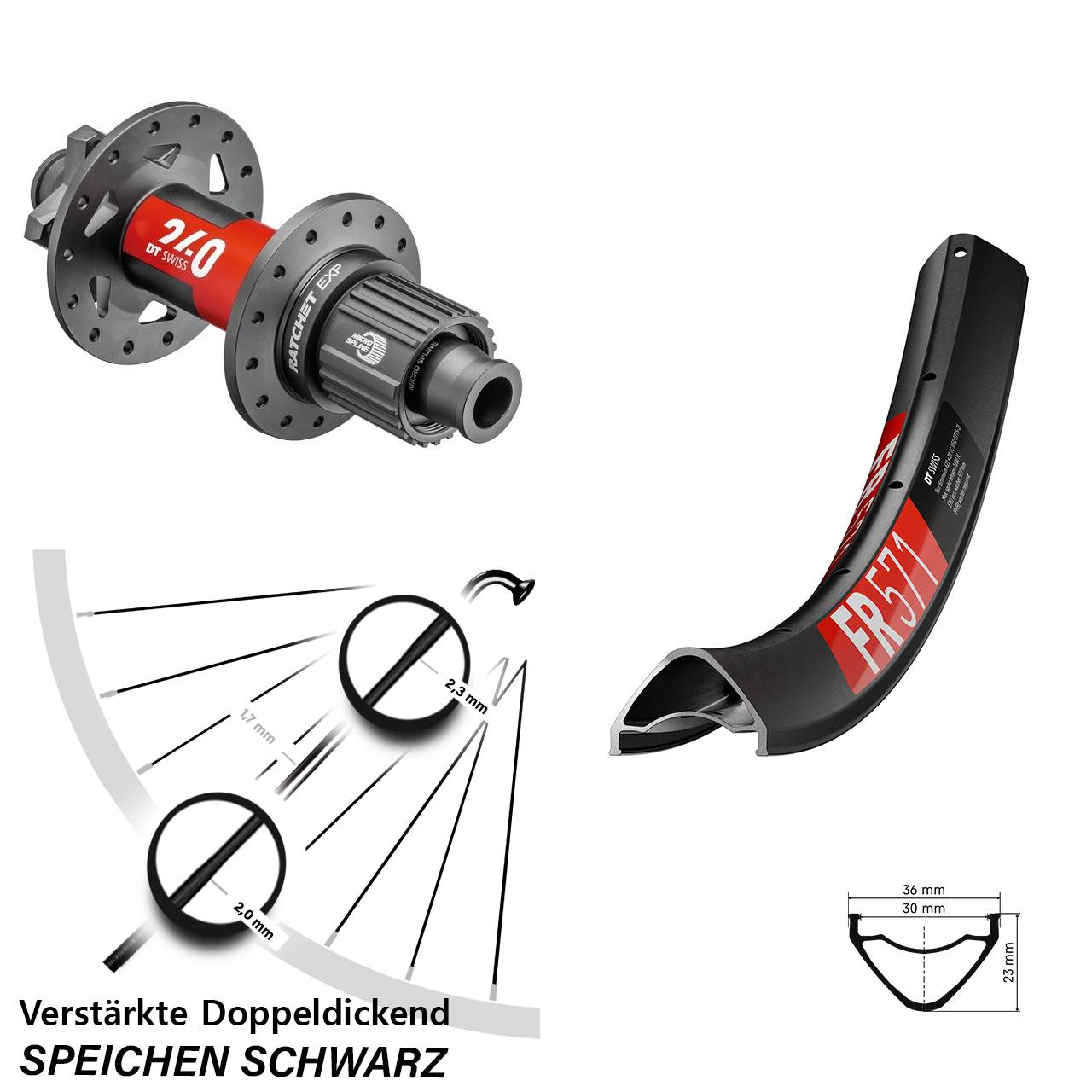 Disc Laufrad 27,5 Zoll DT Swiss FR571 240 EXP Shimano Micro Spline 12x148