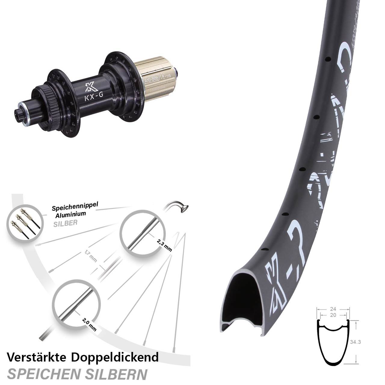 KX-GR Road 28 Zoll Disc Laufrad QR 8-12 fach