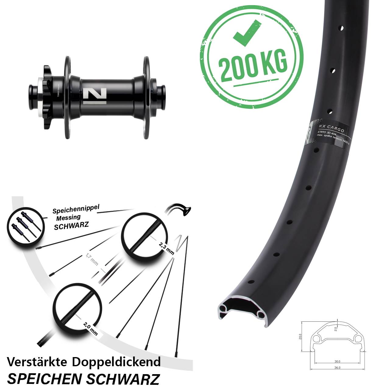 KX Cargo Novatec D041SB 29 Zoll Vorderrad 6-Loch 15x110 Boost