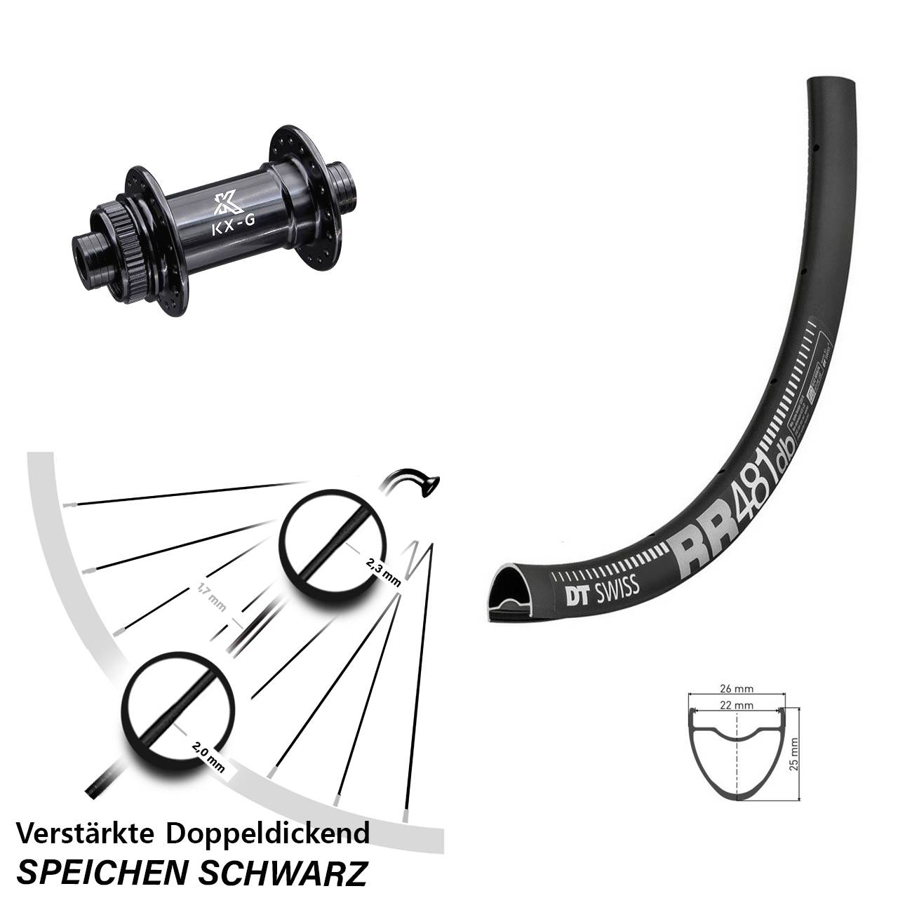 Centerlock Vorderrad 12x100 28 Zoll DT Swiss RR481 KX-G