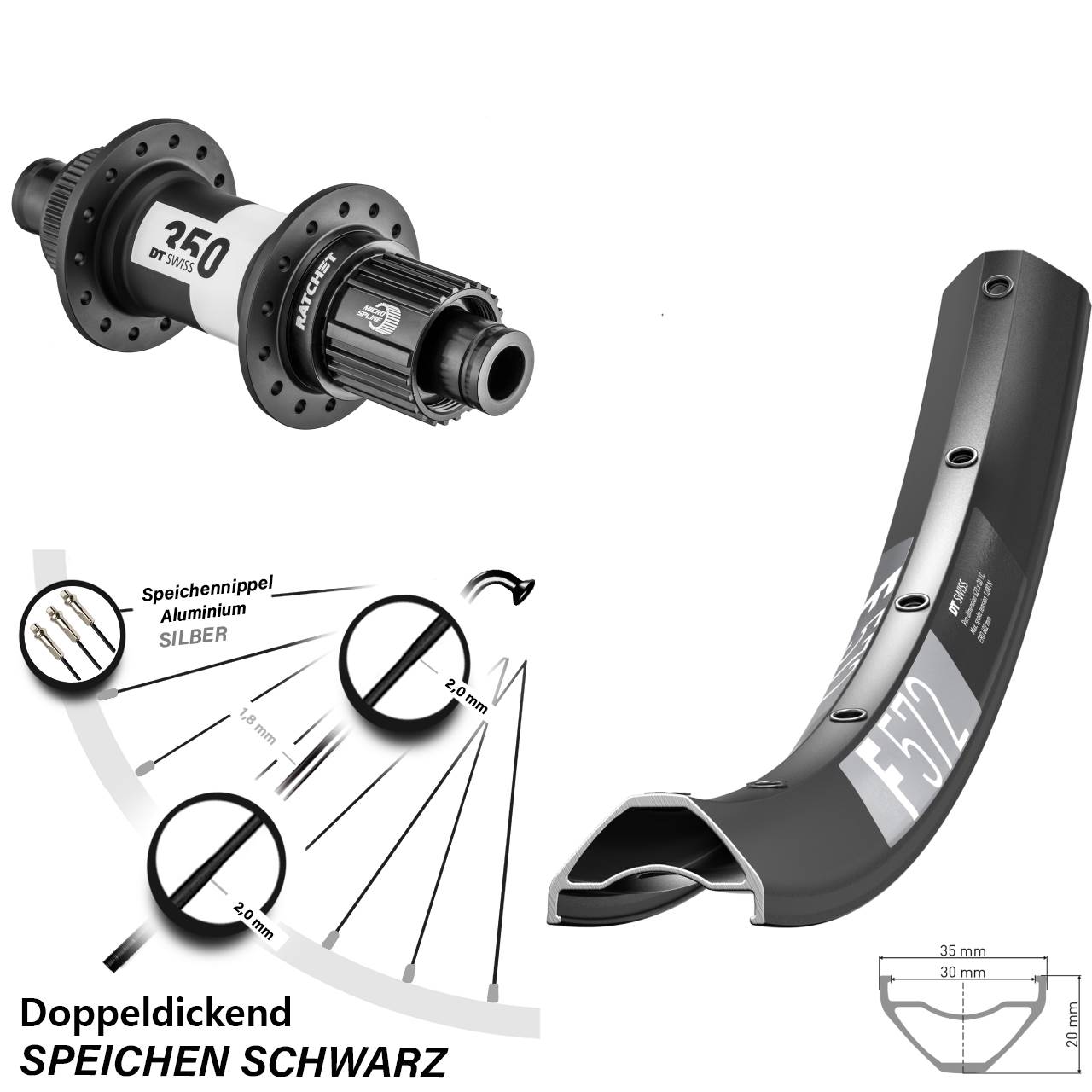 29 Zoll DT Swiss F 572-350 Disc Laufrad 12x142 Shimano Micro Spline