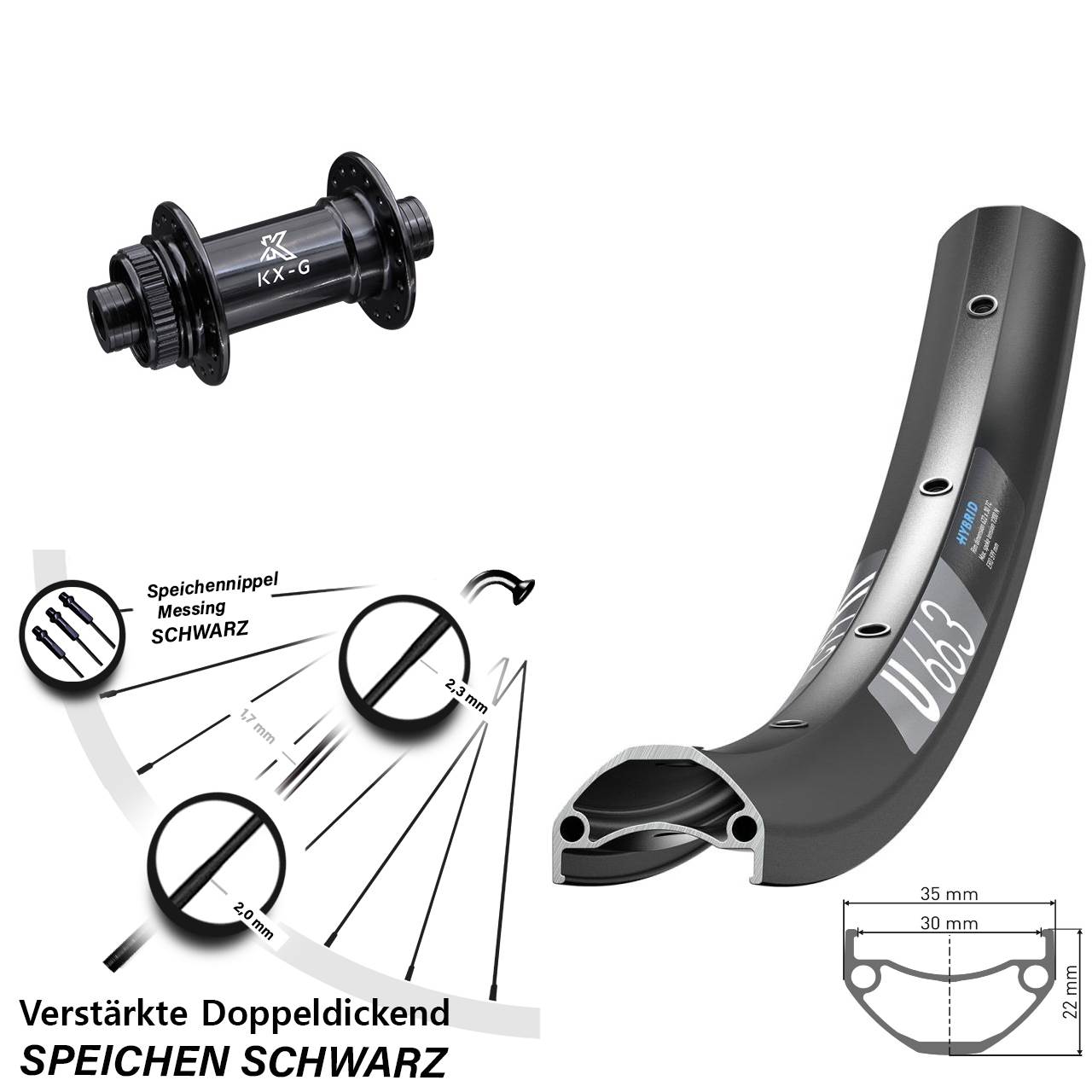 DT Swiss U663 KX-G 29 Zoll Vorderrad Centerl. 15x100