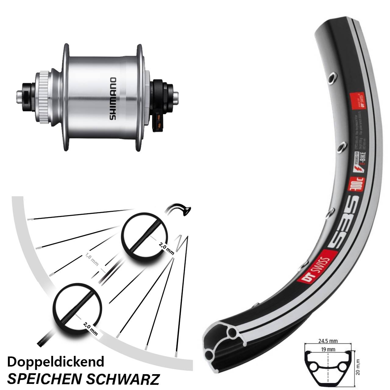28 Zoll DT Swiss 535 Shimano DH-UR700-3D Laufrad