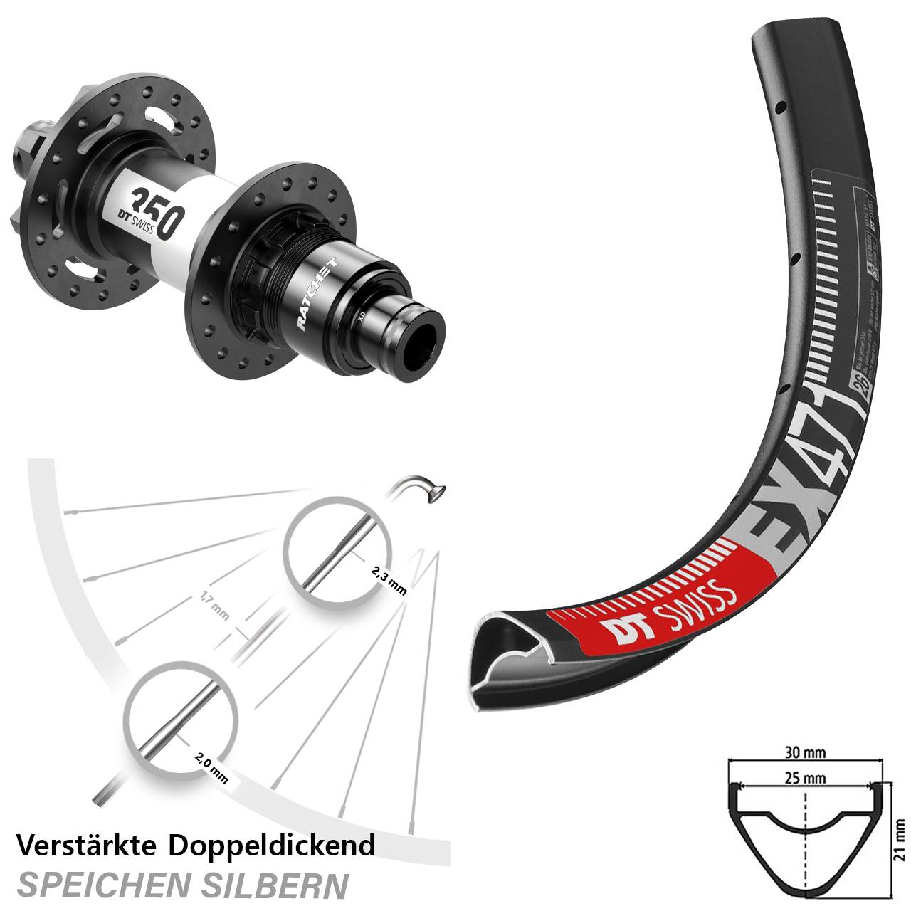 DT Swiss EX 471-350 Ratchet 36 Disc 29 Zoll Laufrad 12x142 XD 11-12 fach