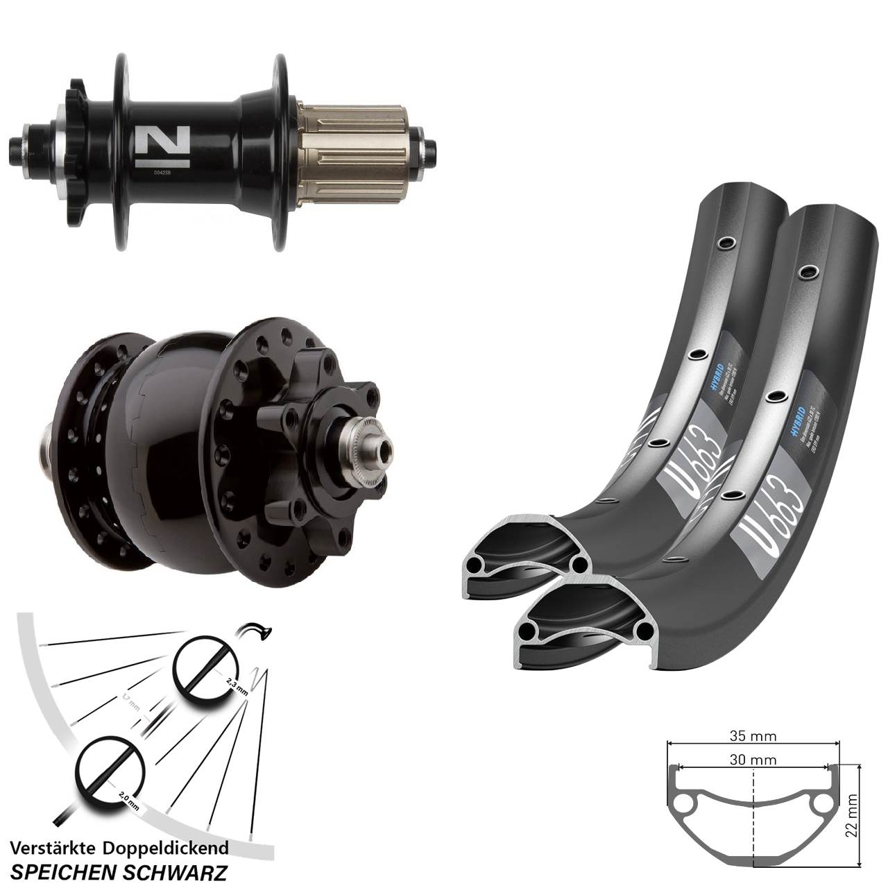 Disc Laufradsatz 20/26 Zoll DT Swiss U663 Novatec D-042SB 8-11 fach SON 28 QR
