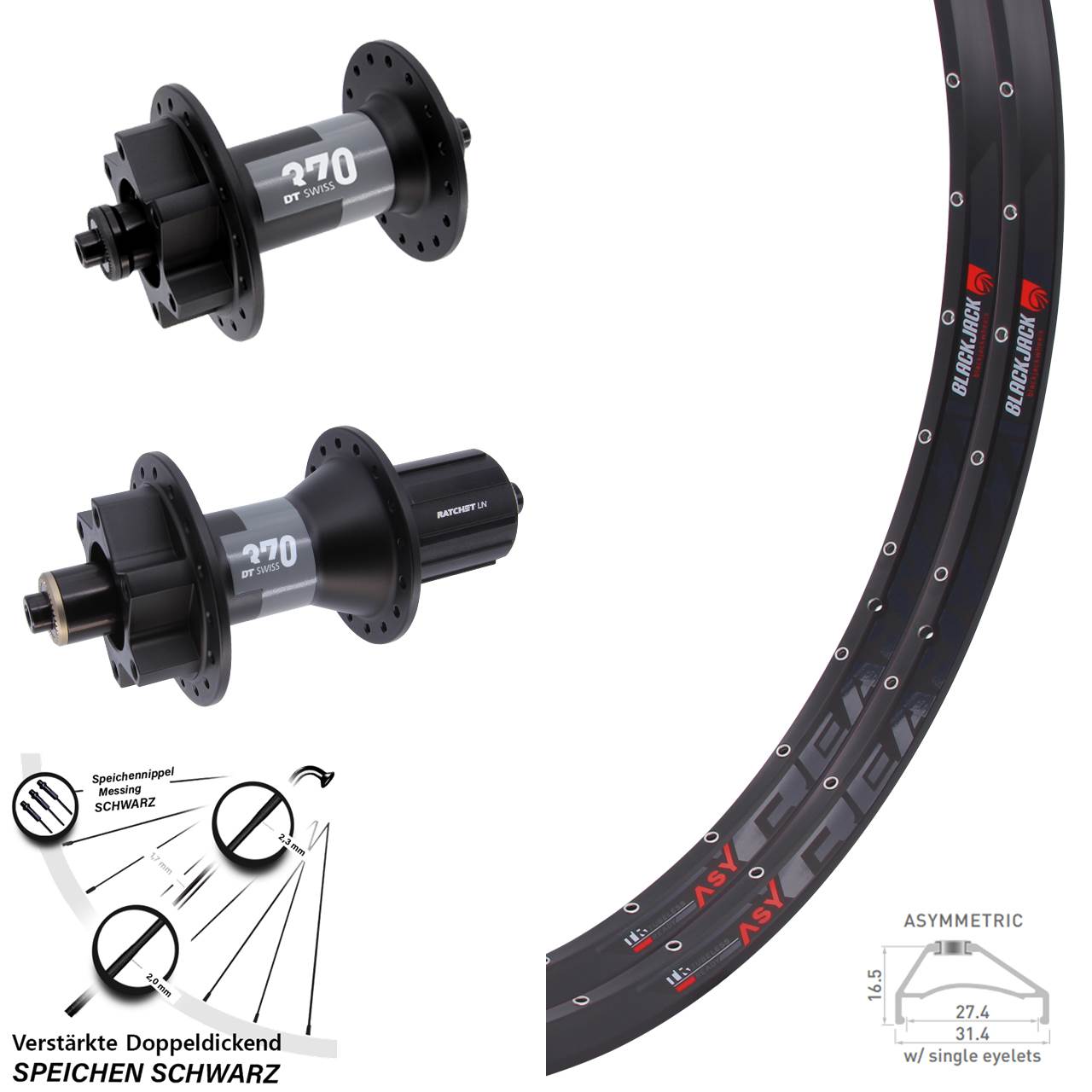 Disc Laufrad-Satz QR 27,5 Zoll Rodi Ready27 DT Swiss 370 8-11 fach