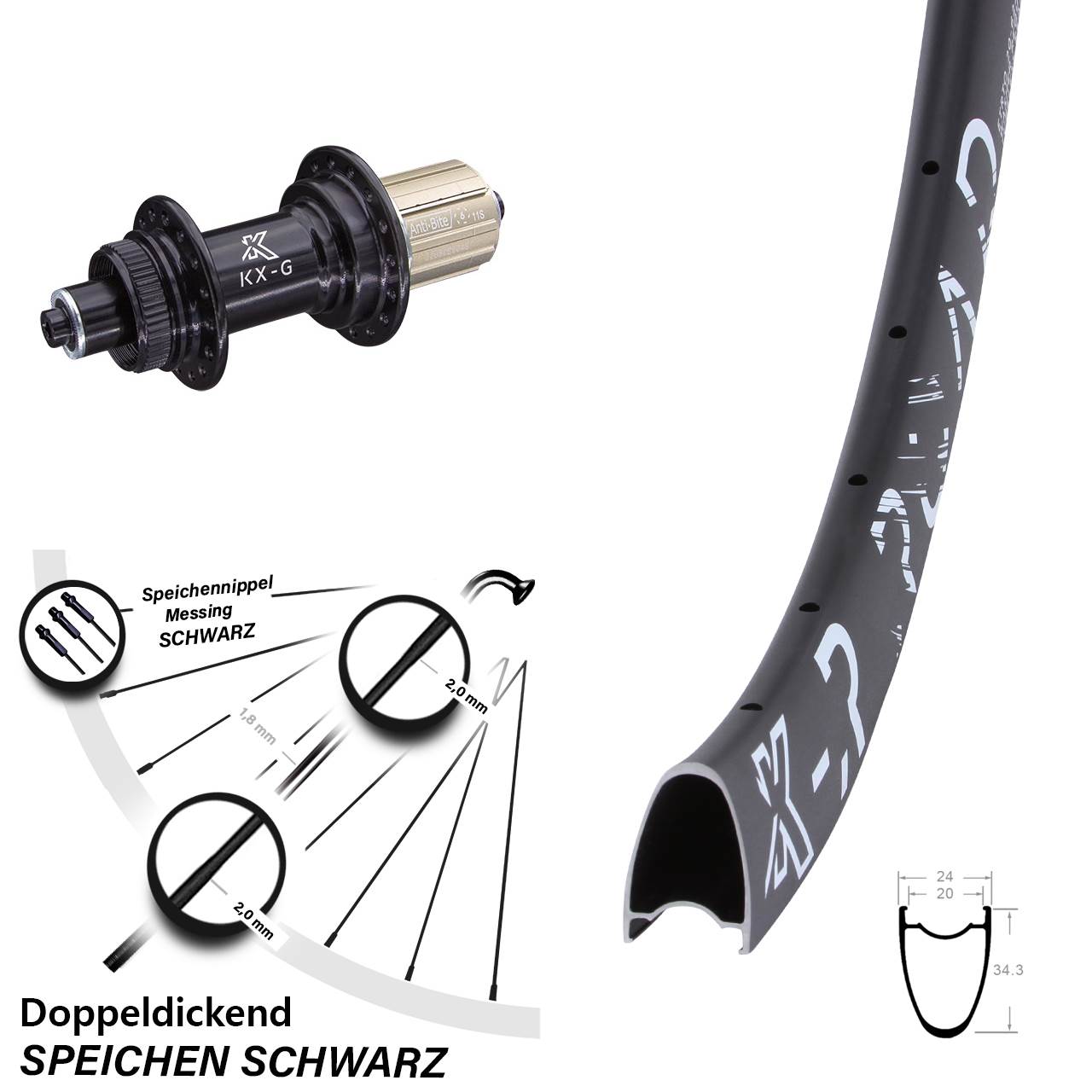 28 Zoll Hinterrad R Road KX-G 8-12 fach