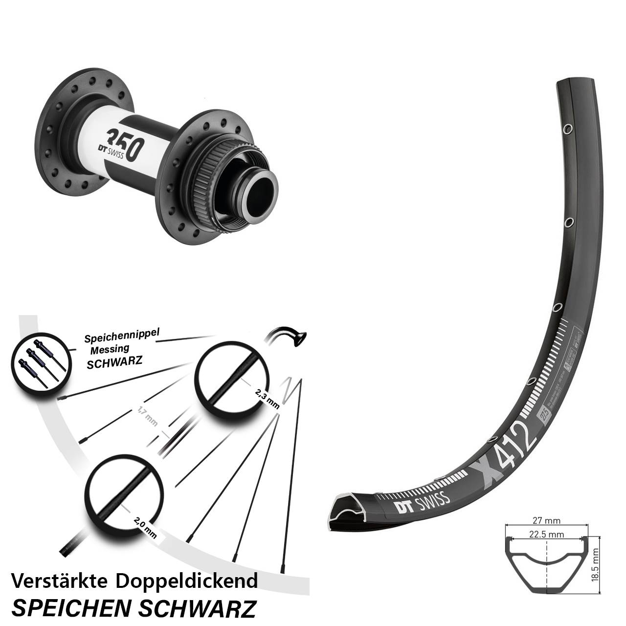 Disc Laufrad 29 Zoll DT Swiss X412 DT Swiss 350 15x110 Boost