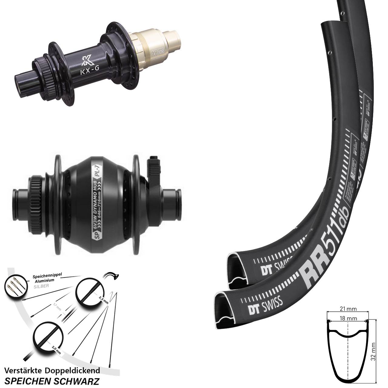 DT Swiss RR511 KX-G Shutter Precision PL-7 28 Zoll Centerlock Laufradsatz 12x100/142 XDR