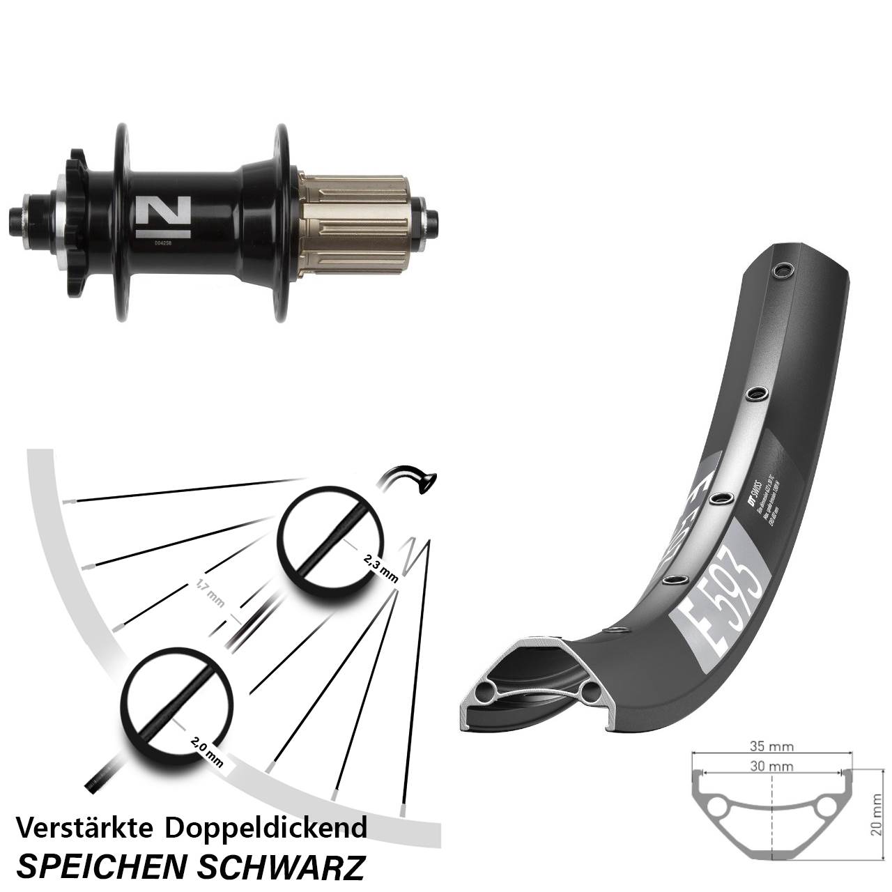 650B DT Swiss E593 Novatec D-042SB Disc Laufrad QR 8-11 fach HG