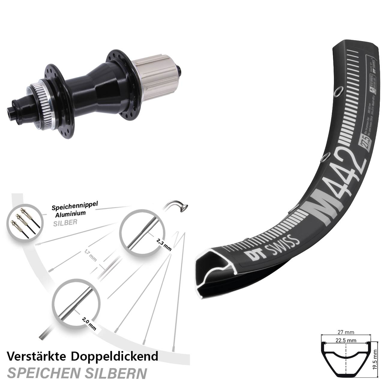 DT Swiss M 442 Novatec CL-135 28 Zoll Hinterrad Centerlock QR 8-12 fach HG