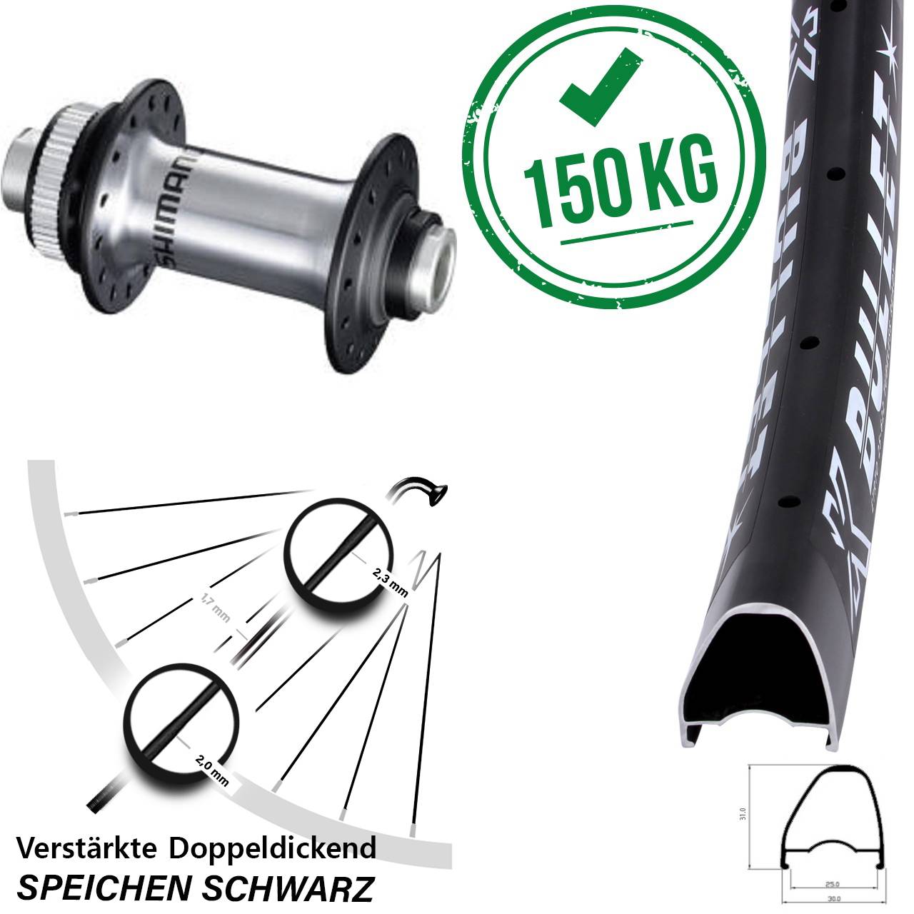 Disc Vorderrad 29 Zoll KX Bullet OS Shimano RS770 12x100