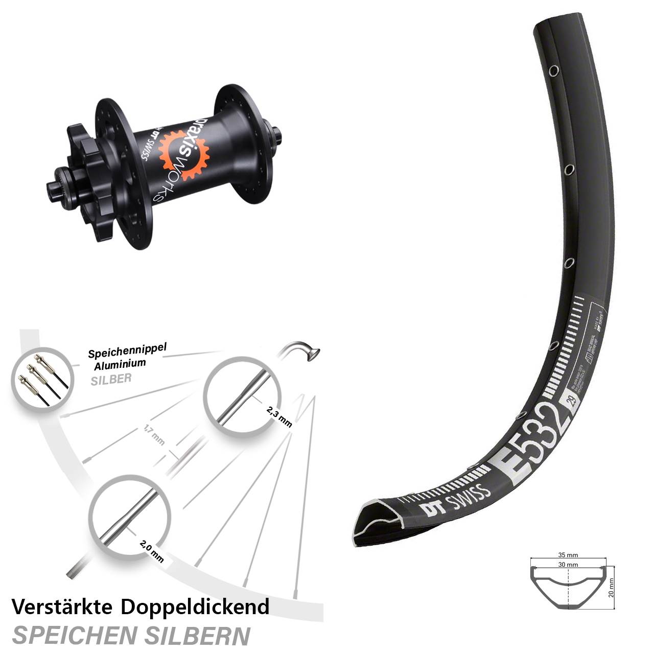 Disc Laufrad 29 Zoll DT Swiss E 532-350 für Schnellspanner
