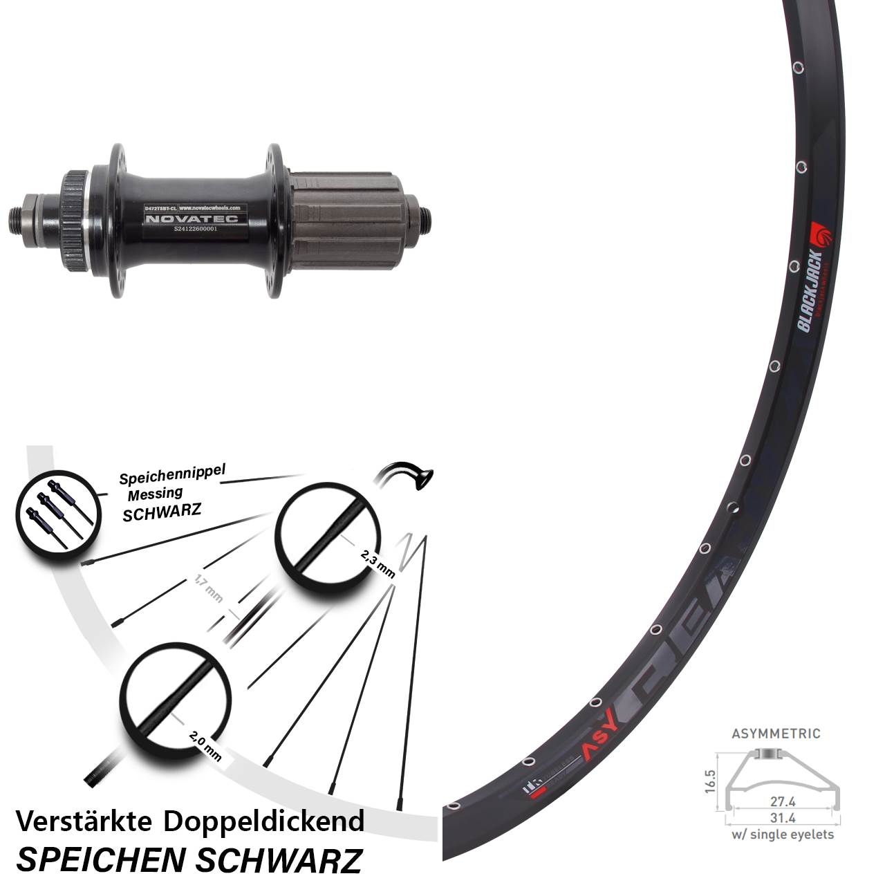 Disc Laufrad QR 650B Rodi Ready 27 Novatec D472 8-12 fach
