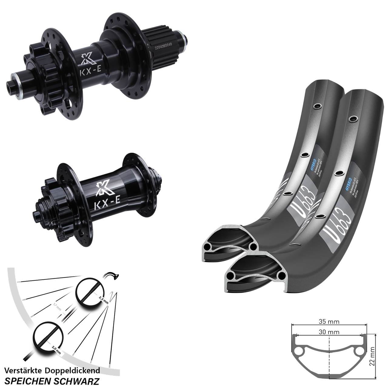 DT Swiss U 663 KX-E 20 Zoll Disc Laufradsatz für Schnellspanner Micro Spline