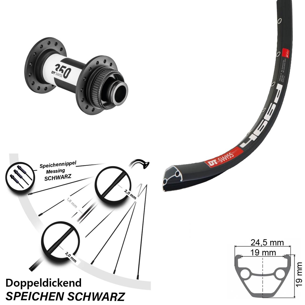 DT Swiss 466 350 28 Zoll Disc Vorderrad 15x100