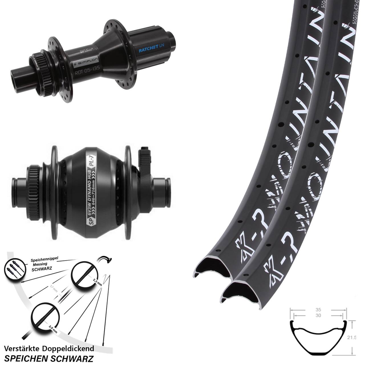 Disc Laufradsatz 29+ Zoll KX-R Mountain DT Swiss 370 Hybrid SP PL-7 8-11 fach 12x100/142
