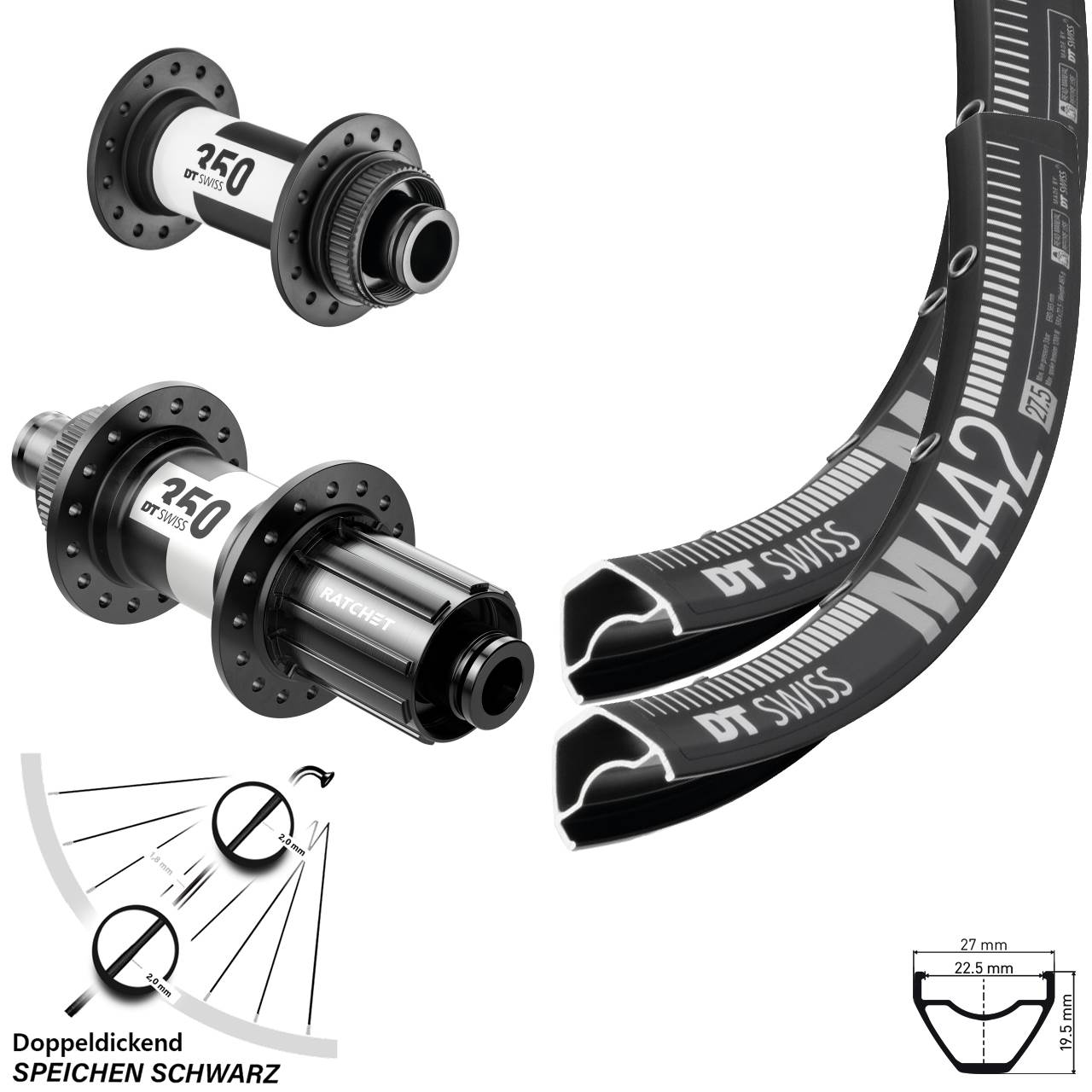 Disc Laufradsatz 29 Zoll DT Swiss M442-350 8-11 fach HG 15x100 12x142