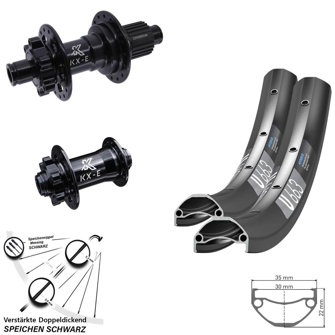 Disc Laufradsatz 15x100 12x142 20 Zoll DT Swiss U 663 KX-E Heavy Duty Micro Spline