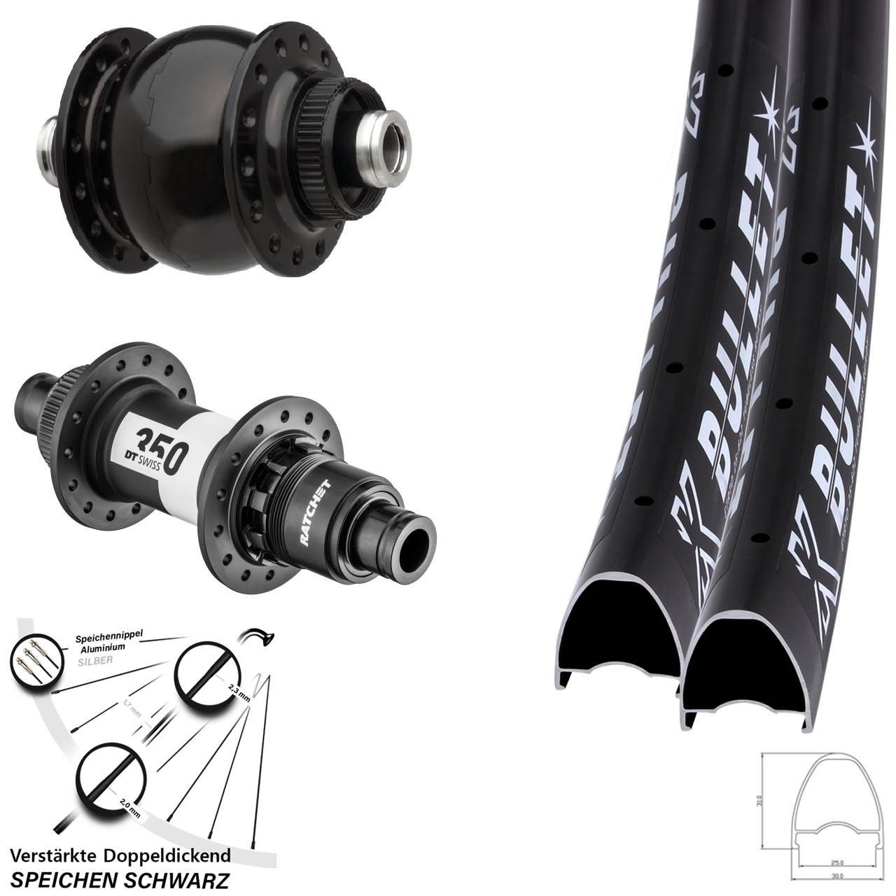 KX Bullet DT Swiss 350 SON delux 28-29 Zoll Centerlock Laufradsatz 12x100/142 SRAM XDR