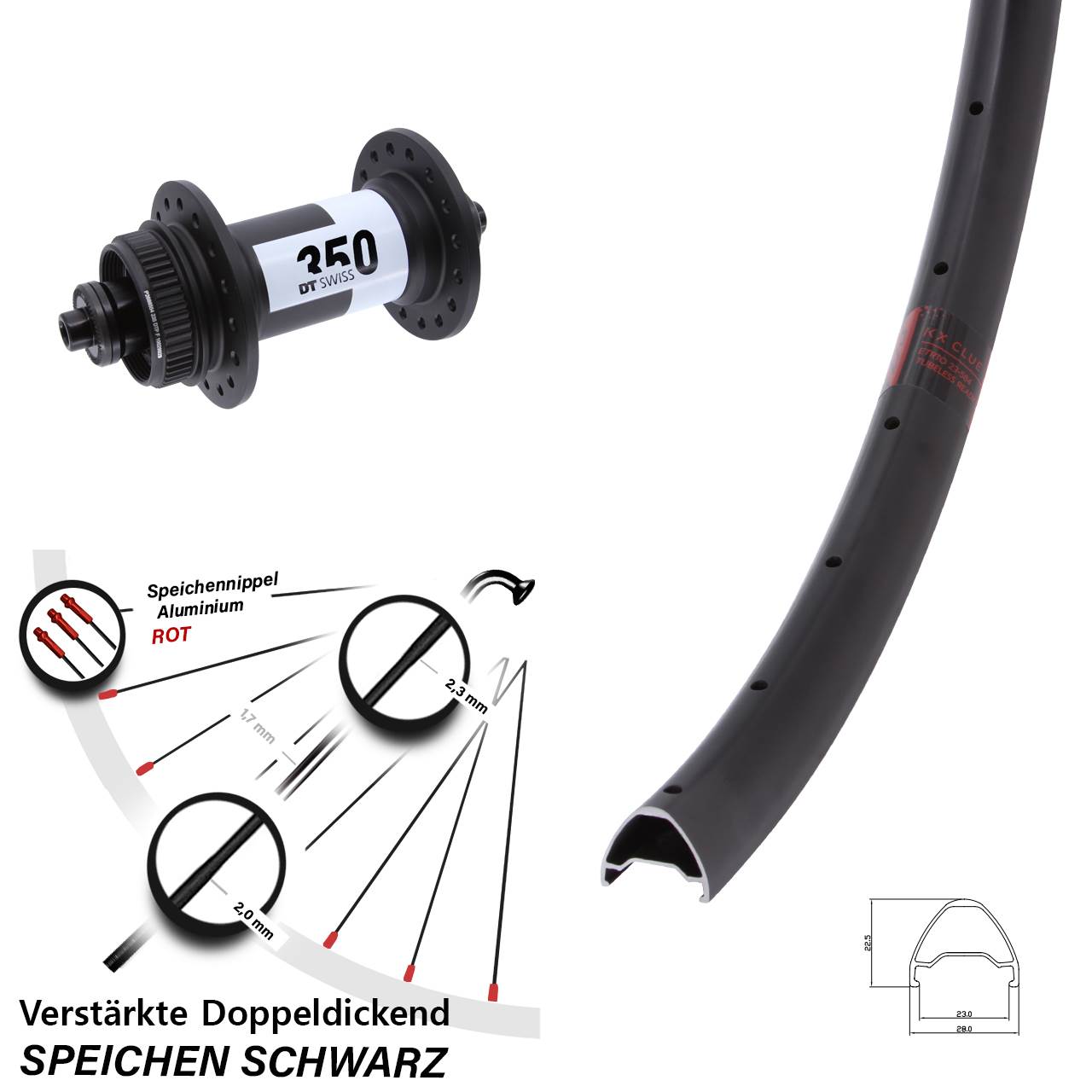 Vorderrad Centerlock für Schnellspanner 650B KX Clue DT Swiss 350