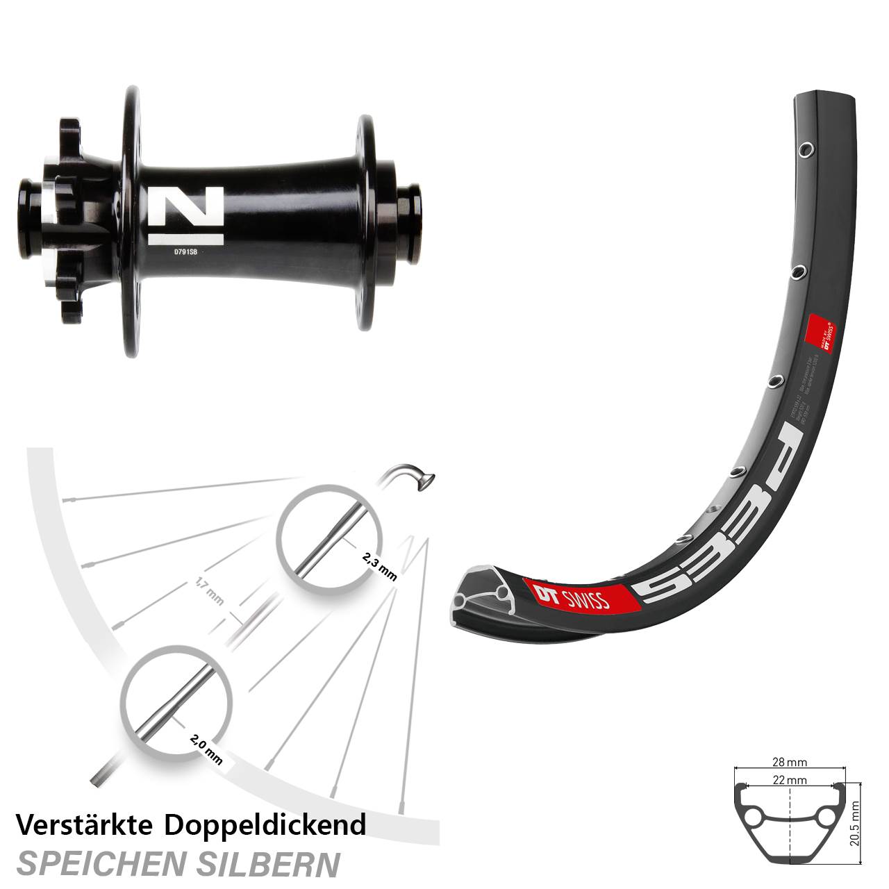 26 Zoll DT Swiss 533 D Novatec D791 Vorderrad 6-Loch 15x100