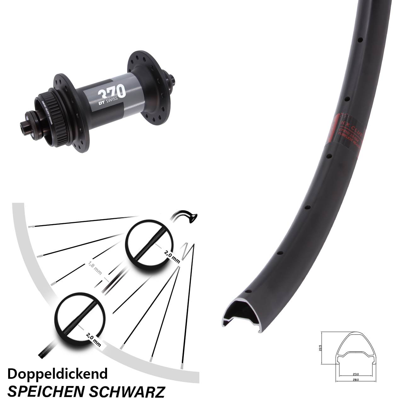 Disc Laufrad für Schnellspanner 28-29 Zoll KX Clue DT Swiss 370