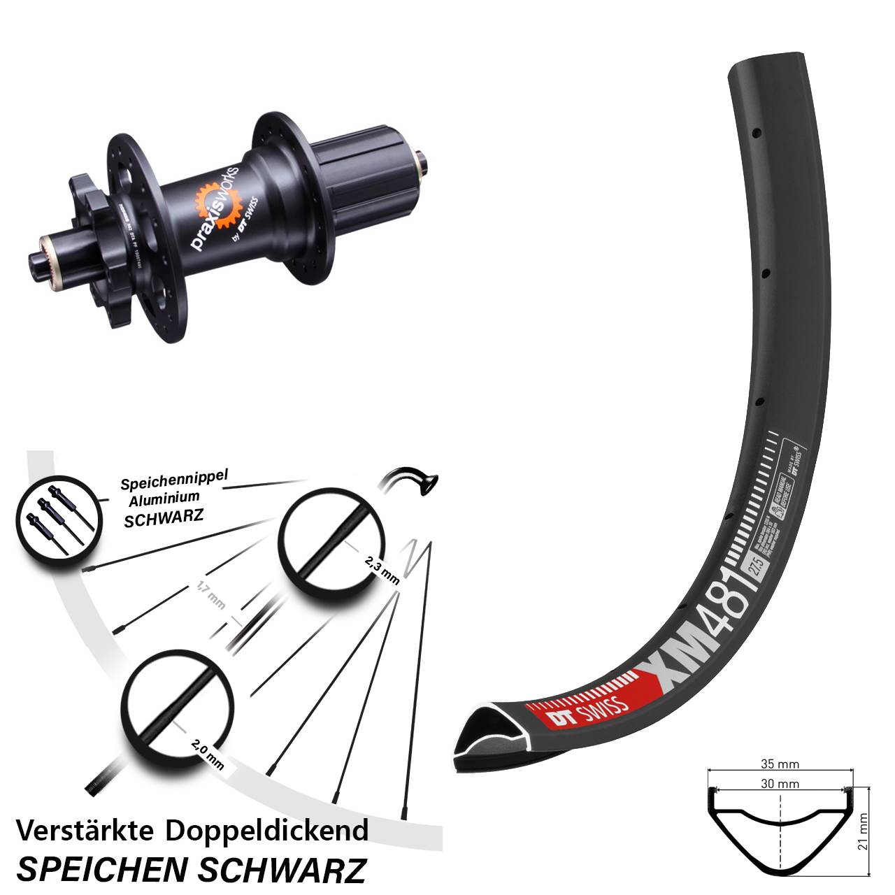 Disc Hinterrad QR 27,5 Zoll DT Swiss XM 481 350 6-Loch 5x135 HG 8-11 fach