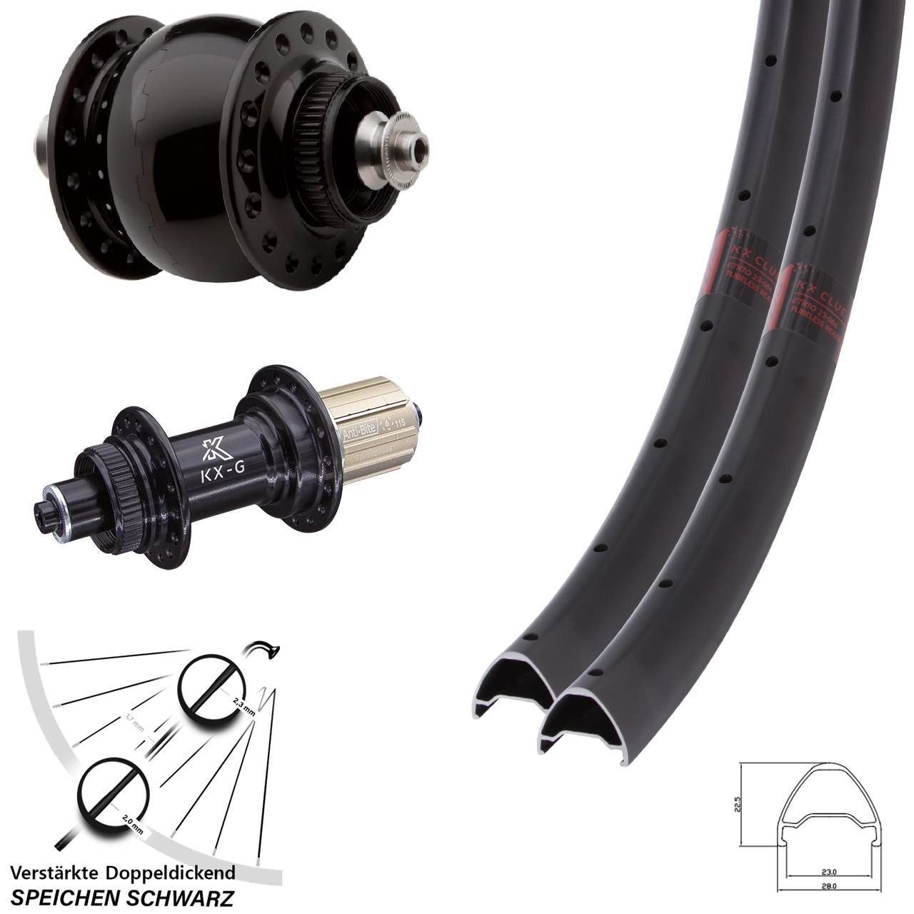 650B KX Clue SONdelux Centerlock Laufradsatz QR 8-12 fach HG