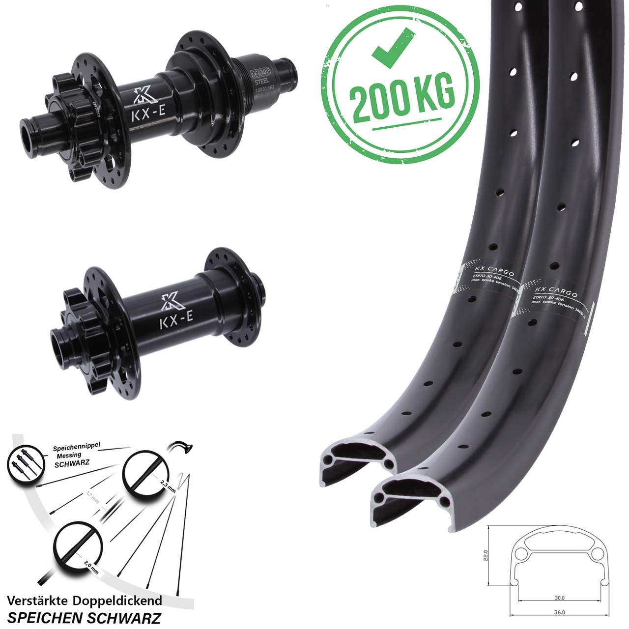 KX-E Cargo Heavy Duty 26 Zoll Disc Laufrad-Satz 15x110 12x148 SRAM XD