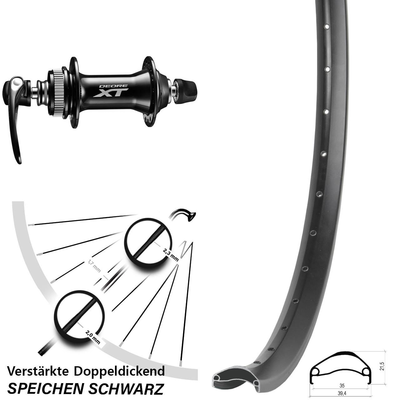 Centerlock Vorderrad QR 27,5 Zoll Ambrosio E35 Shimano XT