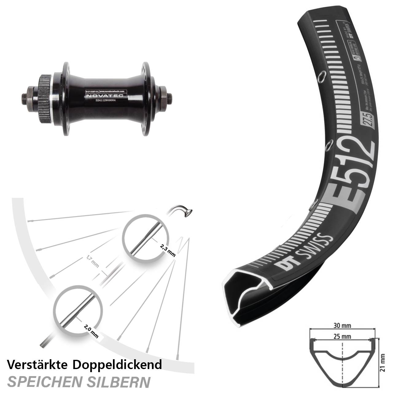 Disc Laufrad 29 Zoll DT Swiss E512 Novatec D471 QR