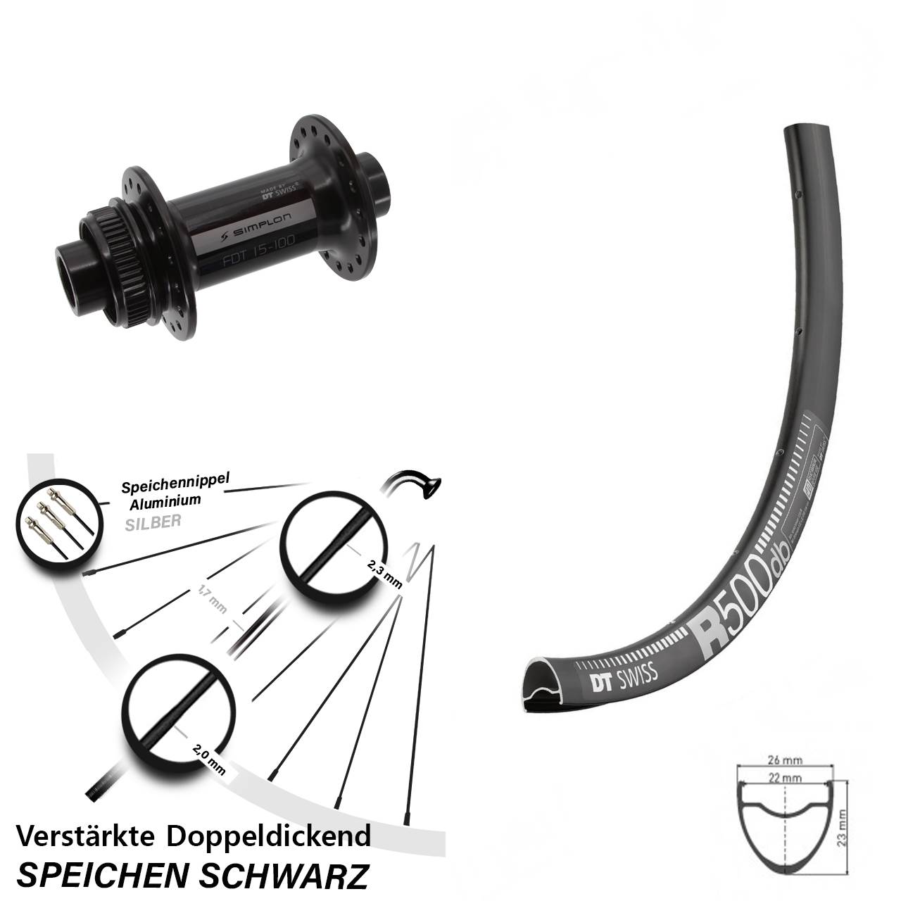 29 Zoll DT Swiss R500-370 Disc Laufrad 12x100