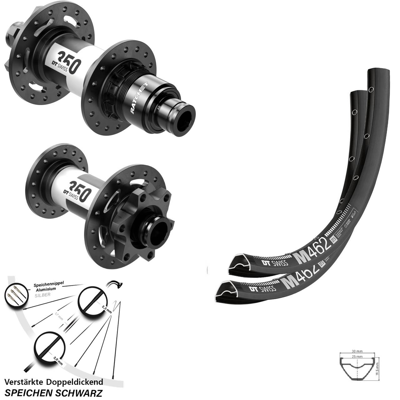 Disc Laufradsatz 27,5 Zoll DT Swiss M462-350 XD 15x110 12x148 Boost