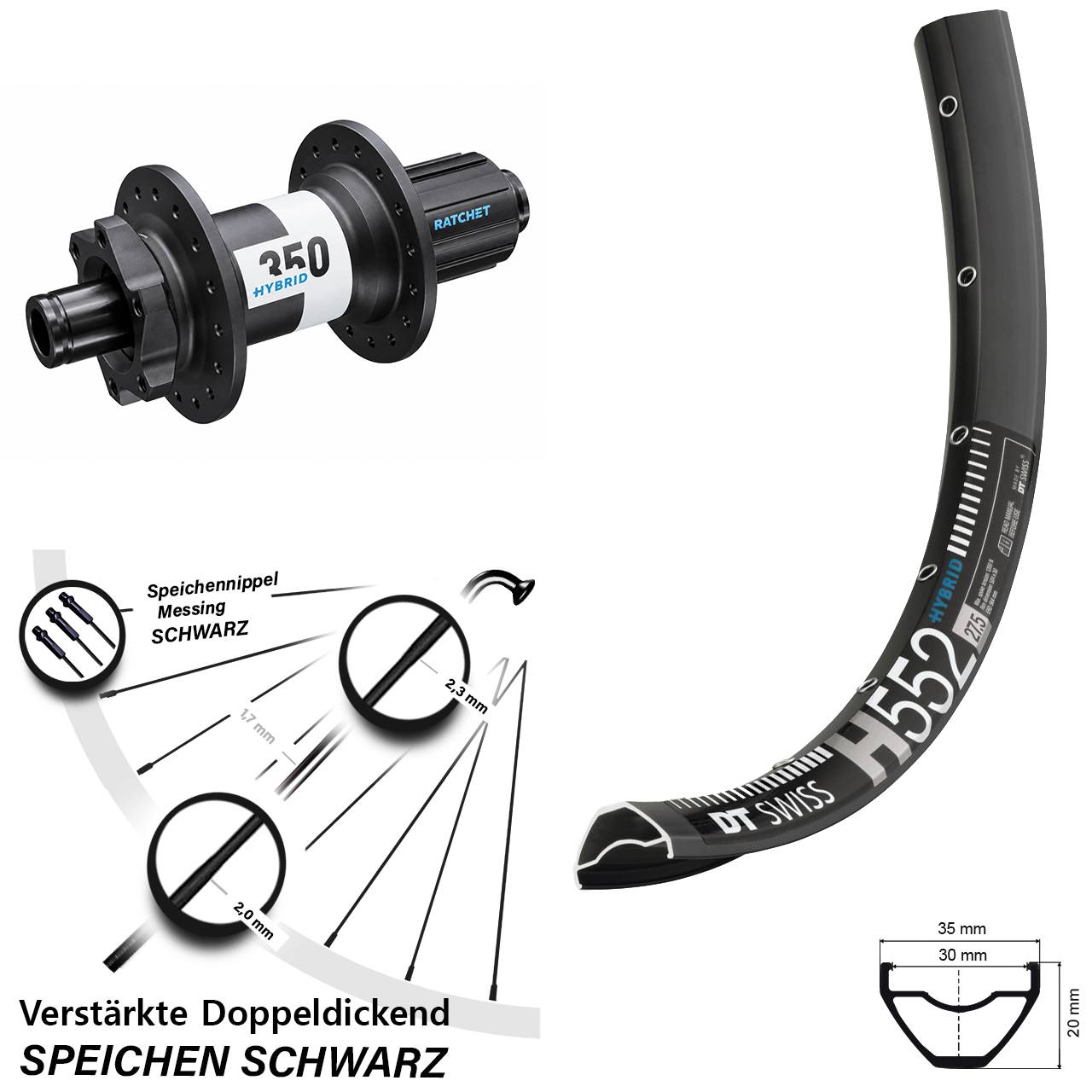 29 Zoll H 552 DT Swiss 350 Hybrid Boost Disc Hinterrad 8-11 fach