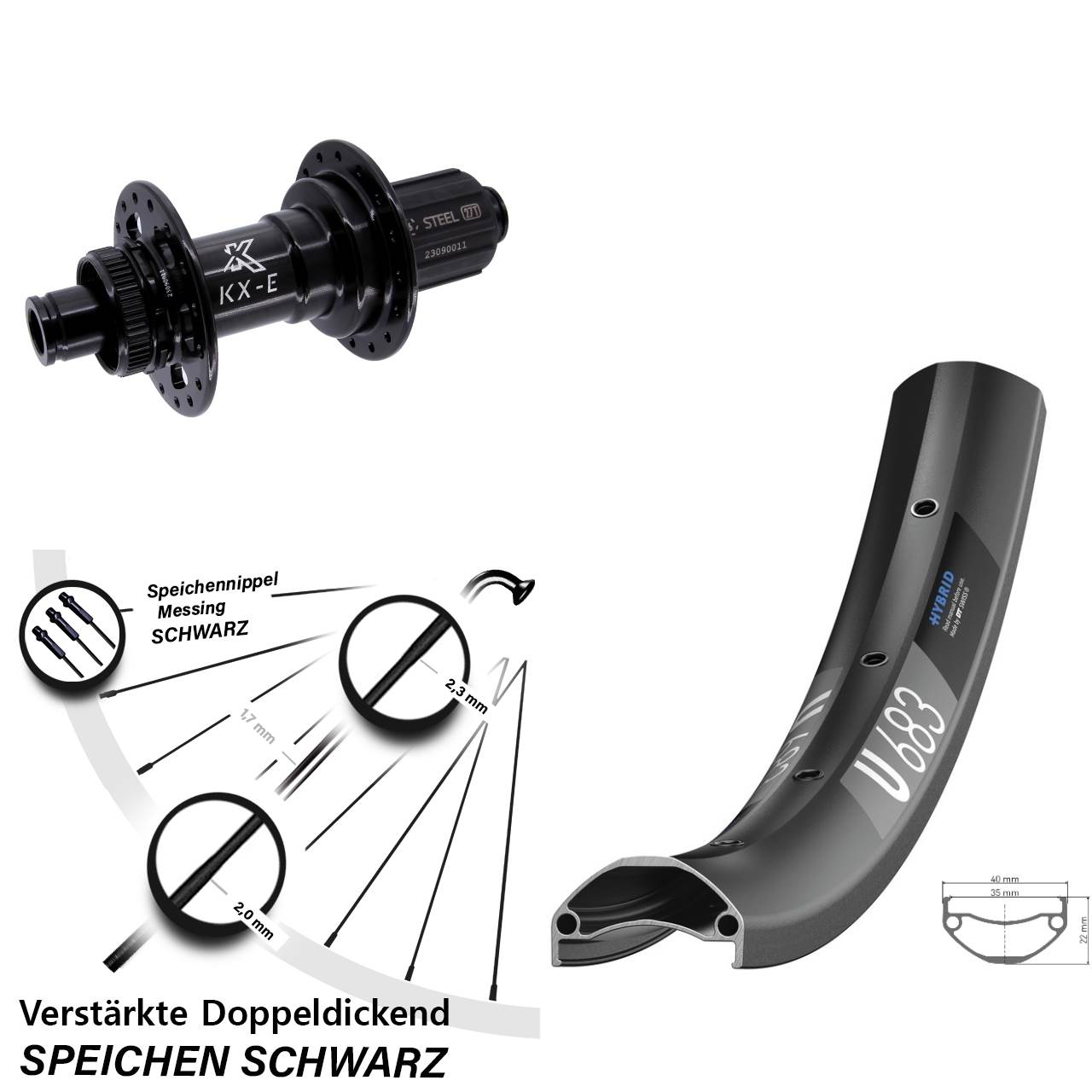 DT Swiss U 683 KX-E Heavy Duty 27,5 Zoll Hinterrad Centerlock 12x148 Boost 8-12 fach